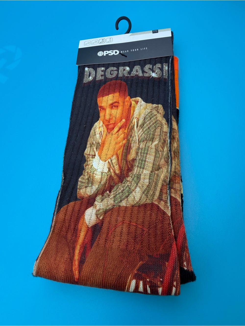 PSD Savage Degrassi Graphic Crew Socks - Black, Brown, Orange Size 6-13